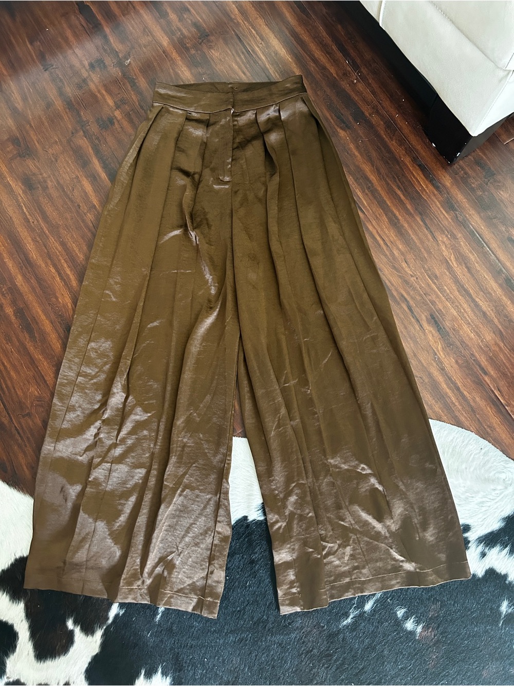 Women’s Boutique Wide Leg Silky Brown Trousers